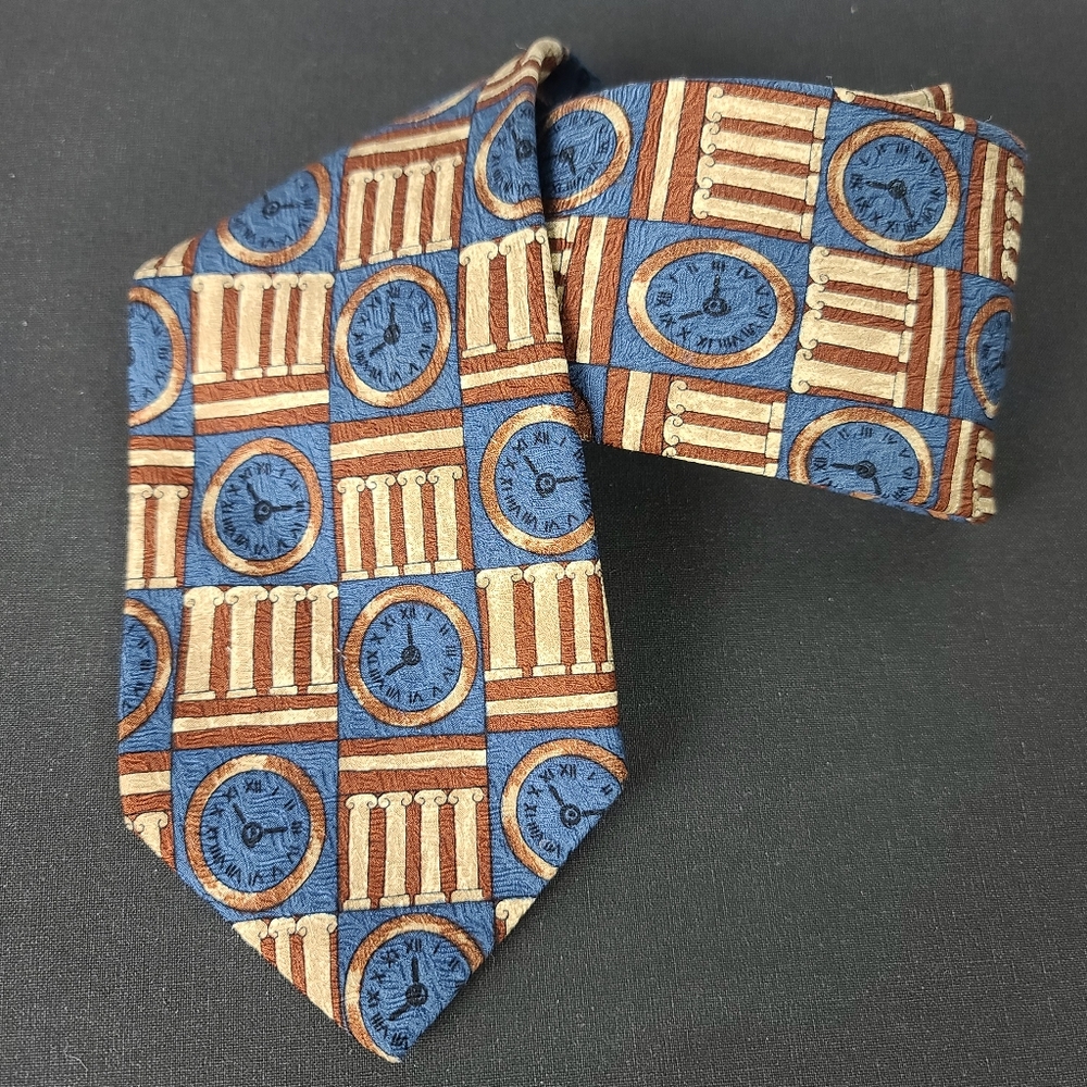 Lands' End Clock Motif Tie. Long.